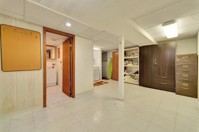 finished basement with a drop ceiling