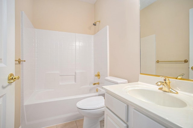 full bathroom with tile patterned flooring, vanity, toilet, and bathing tub / shower combination