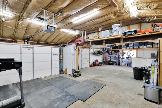 garage with a garage door opener