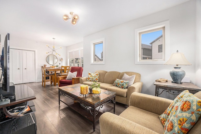 living area featuring a healthy amount of sunlight and wood finished floors