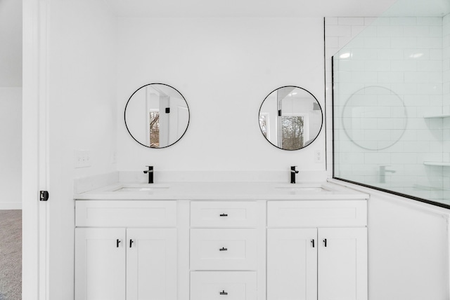 full bathroom featuring double vanity and a sink