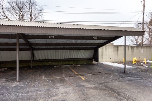 view of covered parking lot