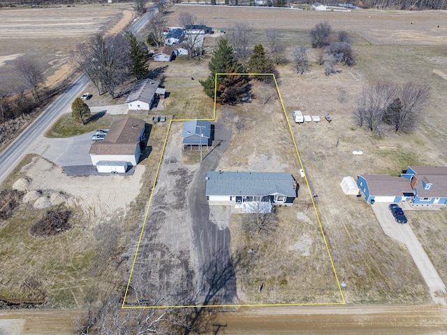 bird's eye view with a rural view