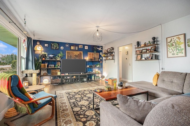 living room with wood finished floors