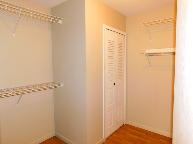 walk in closet featuring wood finished floors