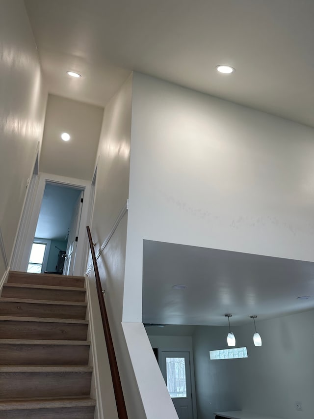 stairs with recessed lighting