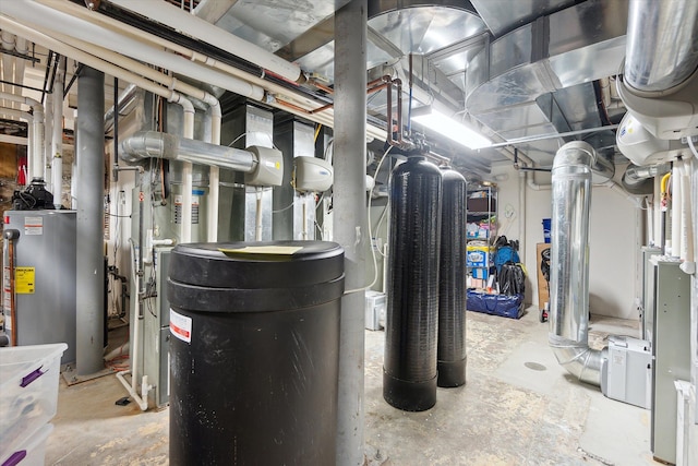 utility room featuring water heater