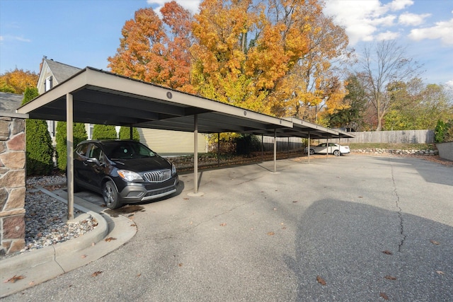 view of covered parking lot