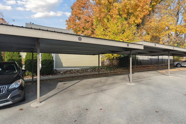 view of covered parking lot