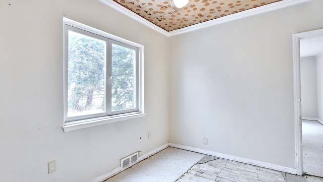 spare room with visible vents