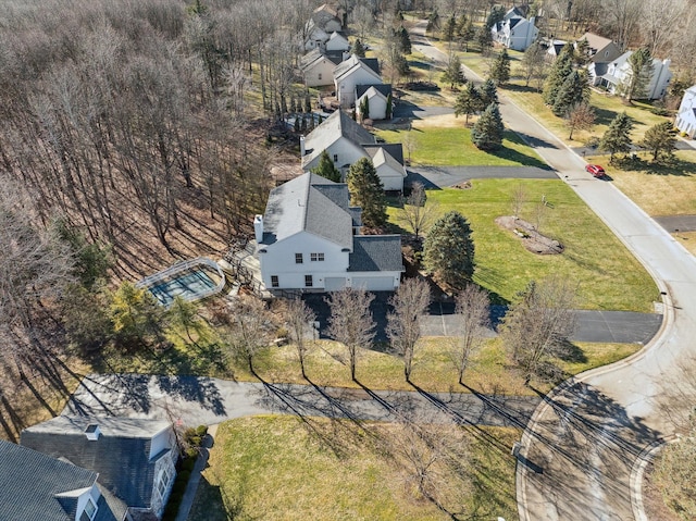 birds eye view of property with a residential view