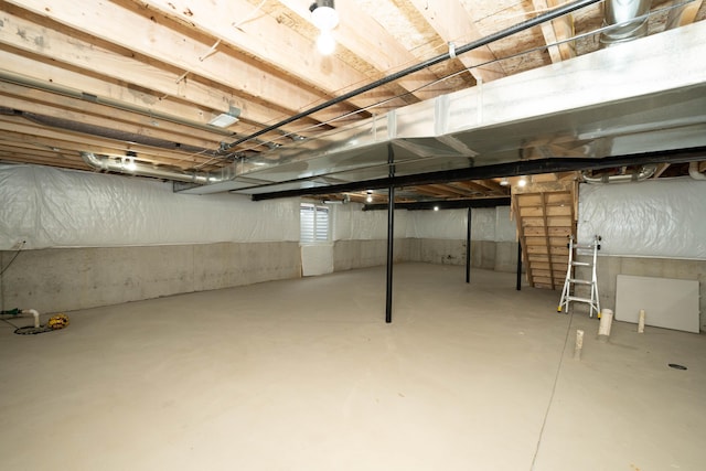 view of unfinished basement