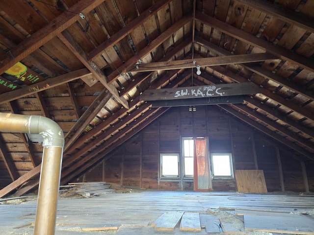 view of unfinished attic