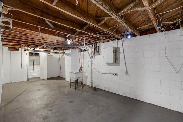 unfinished basement with a sink