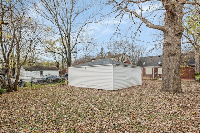 exterior space with an outbuilding