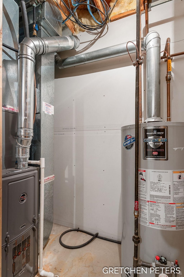 utility room featuring gas water heater