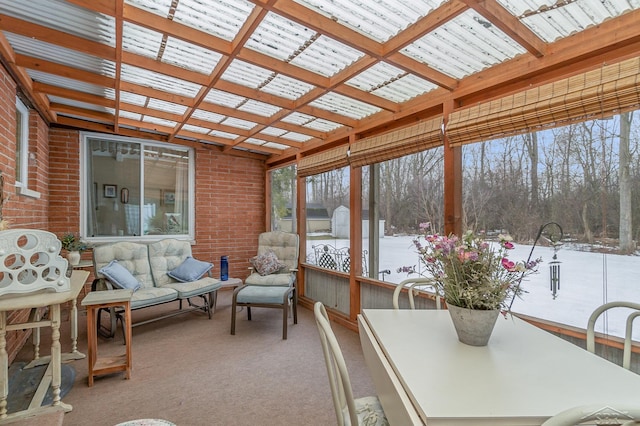 sunroom / solarium with coffered ceiling