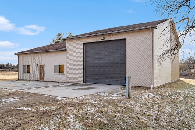 exterior space with an outbuilding