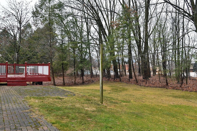 view of yard with a deck