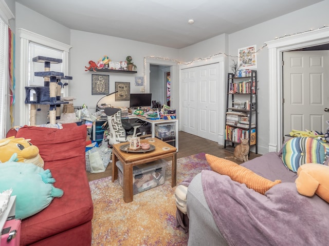 living area with wood finished floors