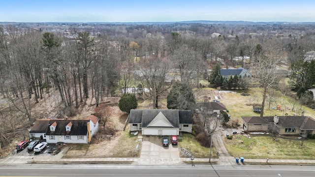 aerial view featuring a forest view