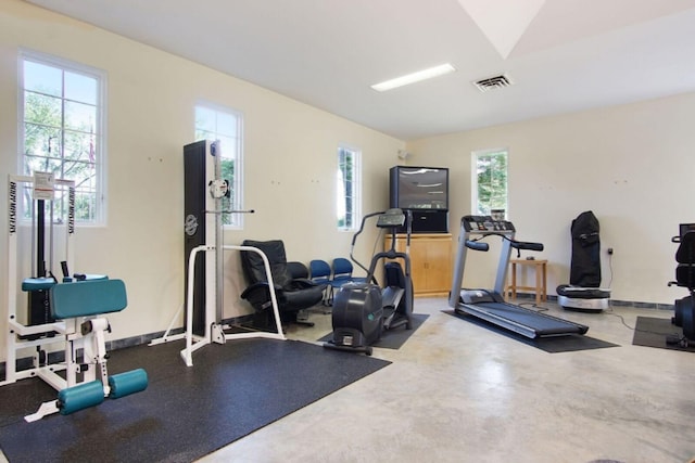 workout area with visible vents