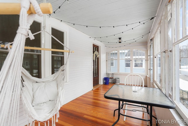 sunroom with track lighting