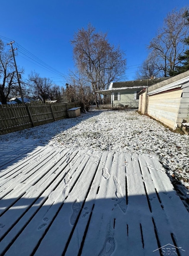 deck featuring a fenced backyard