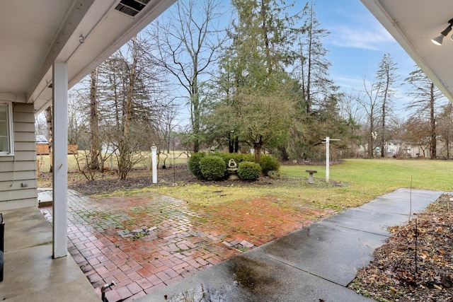 view of yard with a patio area