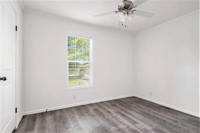 69205 Garver Lake Rd Unit 58, Edwardsburg, MI 49112 - empty room featuring baseboards, visible vents, ornamental molding, and dark wood-style flooring