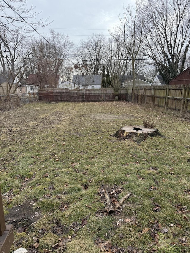 view of yard featuring a fenced backyard