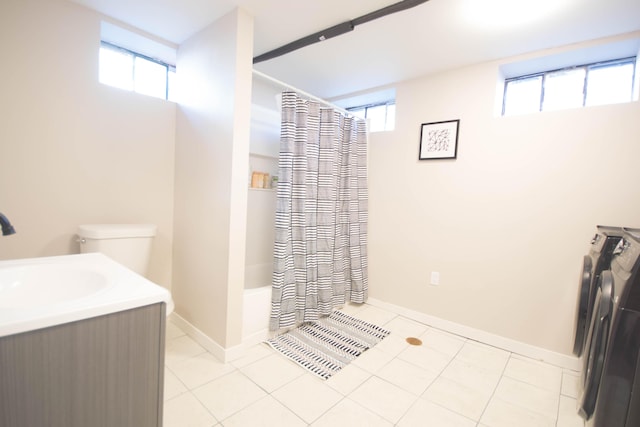 full bathroom featuring plenty of natural light, baseboards, and tile patterned floors