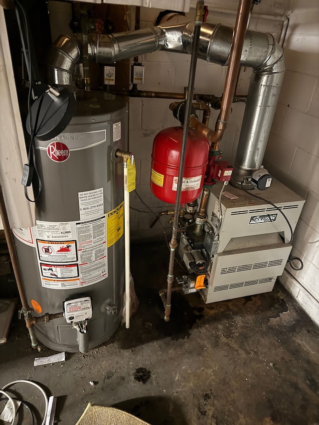 utilities featuring gas water heater and a heating unit