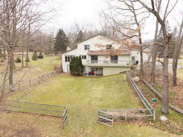 view of yard featuring fence private yard, a gate, and a deck