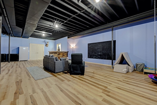 living room with wood finished floors