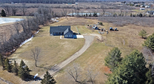 drone / aerial view featuring a rural view