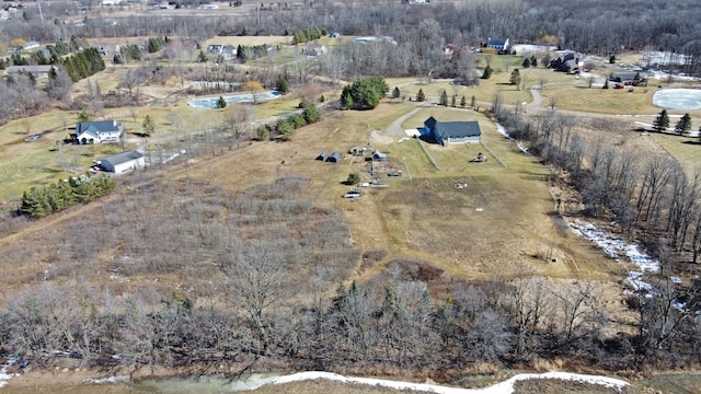 drone / aerial view featuring a rural view