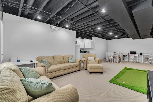 living area with carpet floors