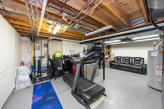 exercise area with water heater