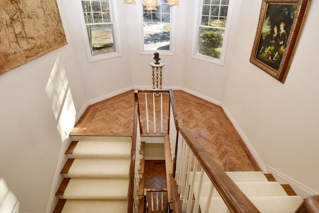 stairway with baseboards