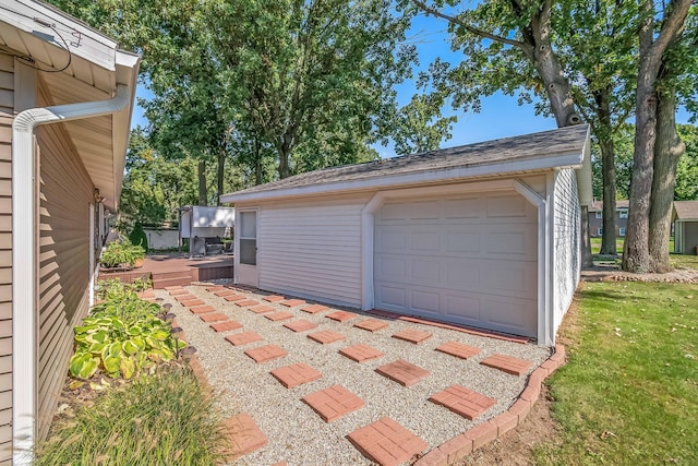 view of detached garage