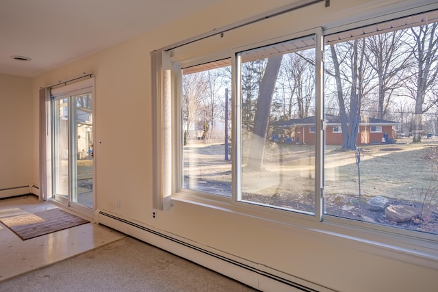 interior space with plenty of natural light and a baseboard radiator