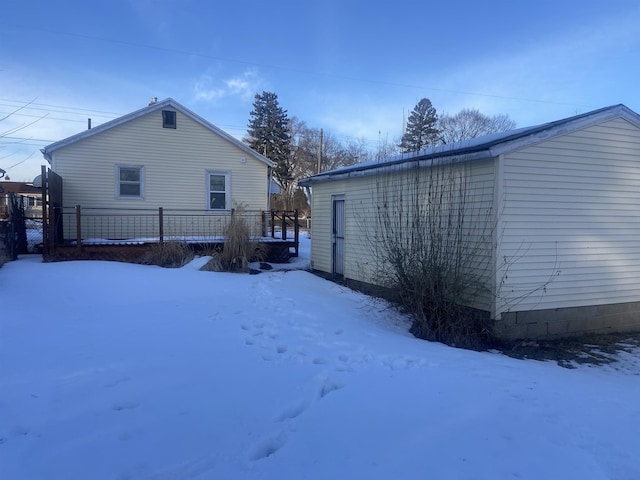 view of snow covered property