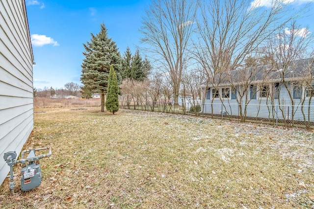 view of yard featuring fence