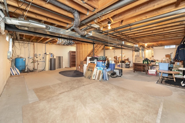 view of unfinished basement