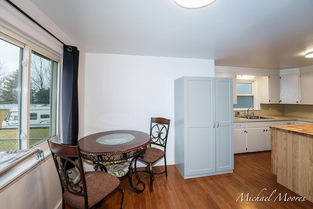 dining space featuring wood finished floors