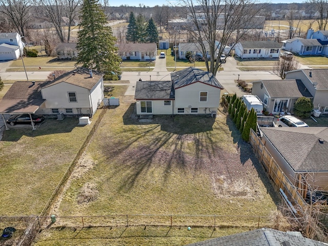 aerial view with a residential view