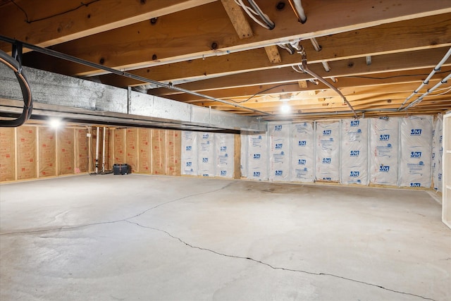 view of unfinished basement