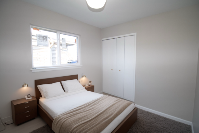 bedroom featuring light carpet, baseboards, and a closet