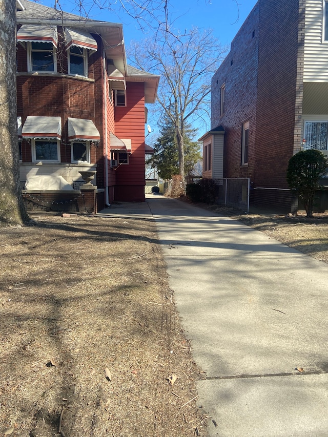 view of home's exterior featuring brick siding